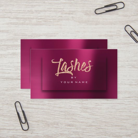 ブルゴーニュのローズゴールドメタリックのタイポグラフメイクアップの灰 名刺 (正面/裏面インサイチュ)