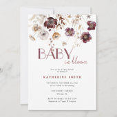 ブルゴーニュのワイルドフラワーズベビーイン開花ベビーシャワー 招待状 (正面)