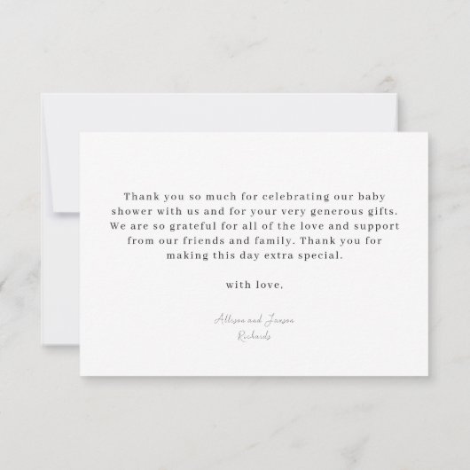 ブルゴーニュのワイルドフラワーポピー花ベイビーシャワー サンキューカード (裏面)