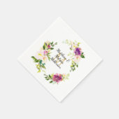 ブルゴーニュのワインとピンクの水の色のフローラ結婚 スタンダードカクテルナプキン (角)