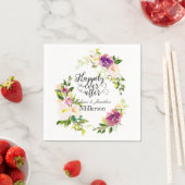 ブルゴーニュのワインとピンクの水の色のフローラ結婚 スタンダードカクテルナプキン (インサイチュ)