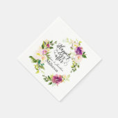 ブルゴーニュのワインとピンクの水の色のフローラ結婚 スタンダードカクテルナプキン (角)