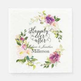 ブルゴーニュのワインとピンクの水の色のフローラ結婚 スタンダードカクテルナプキン