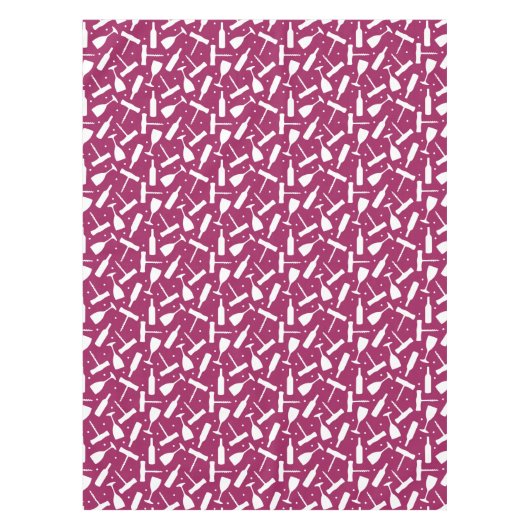 ブルゴーニュのワイングラスとボトル パターン（の模様が）ある テーブルクロス (正面)