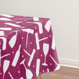 ブルゴーニュのワイングラスとボトル パターン（の模様が）ある テーブルクロス