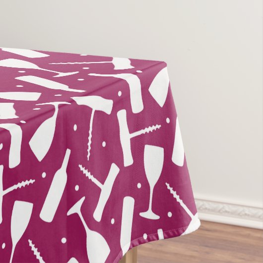 ブルゴーニュのワイングラスとボトル パターン（の模様が）ある テーブルクロス (インサイチュ)