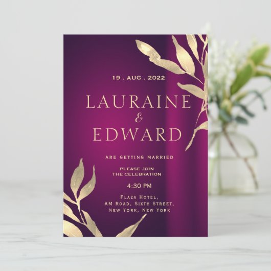 ブルゴーニュのワイン赤と黄金の箔葉の 招待状 (スタンド正面)