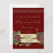 ブルゴーニュのヴィンテージクリスマスアート シーズンポストカード (正面/裏面)