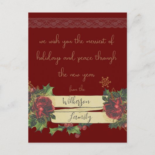 ブルゴーニュのヴィンテージクリスマスアート シーズンポストカード (正面)