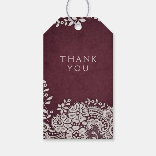 ブルゴーニュのヴィンテージレース結婚ラスト感謝していのユース ギフトタグ (正面)