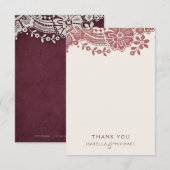 ブルゴーニュのヴィンテージレース結婚ラスト感謝していのユース サンキューカード (正面/裏面)