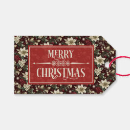 ブルゴーニュの伝統的なクリスマス フローラル ギフトタグ