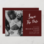 ブルゴーニュの写真 |ウェディング日付の保存招待状 招待状 (正面/裏面)