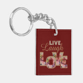 ブルゴーニュの地にRustic FloralでLive, Laugh, Love キーホルダー (正面左)