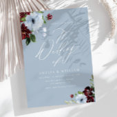 ブルゴーニュの埃っぽいブルーフローラ結婚式招待状 招待状