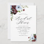 ブルゴーニュの埃っぽいブルーブライダルシャワー 招待状 (正面)