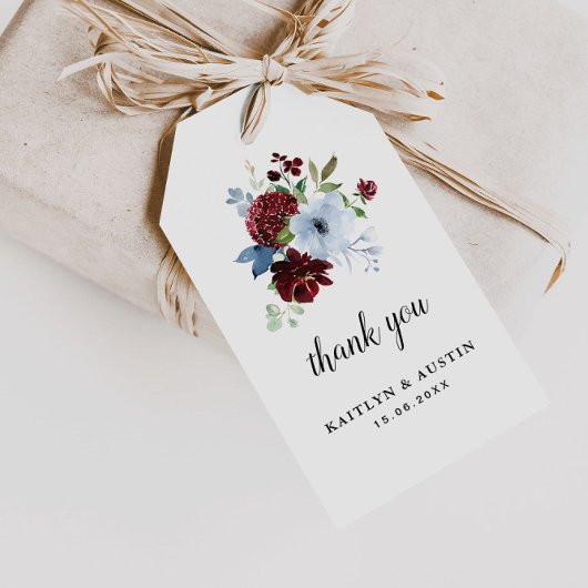 ブルゴーニュの埃っぽいブルー結婚フローラの贈り物ラベル ギフトタグ