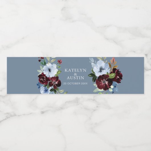 ブルゴーニュの埃っぽいブルー結婚フローラ ペットボトルラベル (シングルラベル)