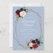 ブルゴーニュの埃っぽい青い幾何リハーサルディナー 招待状 (正面)