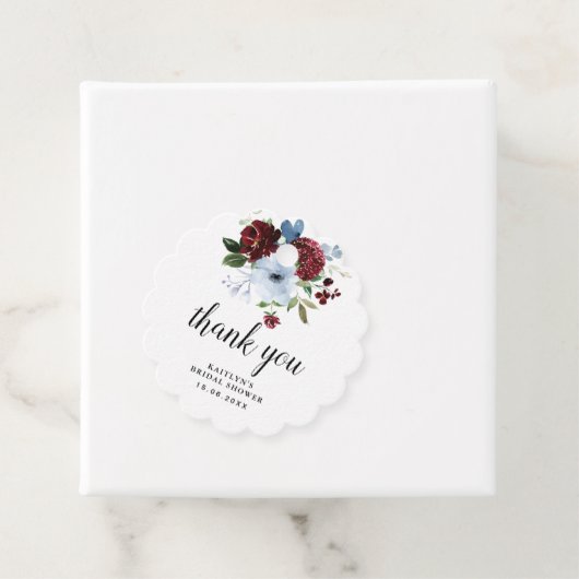 ブルゴーニュの埃っぽい青い花ブライダルシャワー フェイバータグ (インサイチュ)