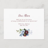 ブルゴーニュの埃っぽい青が私の花嫁のカードになるかい インビテーションポストカード (裏面)