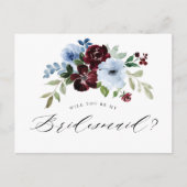 ブルゴーニュの埃っぽい青が私の花嫁のカードになるかな インビテーションポストカード (正面)