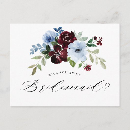 ブルゴーニュの埃っぽい青が私の花嫁のカードになるかな インビテーションポストカード (正面)