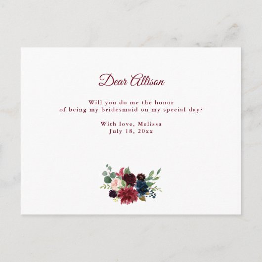 ブルゴーニュの埃っぽい青が私の花嫁のカードになるかな インビテーションポストカード (裏面)