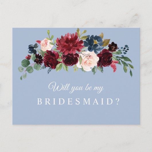 ブルゴーニュの埃っぽい青が私の花嫁のカードになるかな インビテーションポストカード (正面)