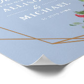 ブルゴーニュの埃の多い青結婚い幾何学模様 ポスター (角)