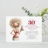 ブルゴーニュの変わった女性の30歳の誕生日パーティー 招待状 (スタンド正面)