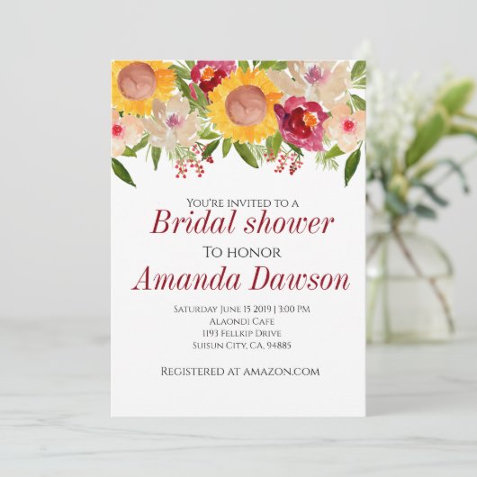 ブルゴーニュの日差しフローラのブライダルシャワー招待 招待状 (スタンド正面)