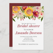 ブルゴーニュの日差しフローラのブライダルシャワー招待 招待状 (正面/裏面)