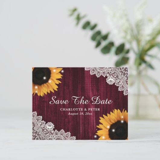 ブルゴーニュの木のひまわり結婚の花 案内ポストカード (スタンド正面)