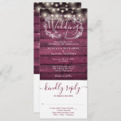 ブルゴーニュの木のひもが自分の体に結婚光を当てる 招待状 (正面/裏面)