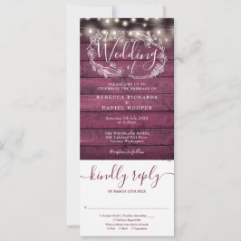 ブルゴーニュの木のひもが自分の体に結婚光を当てる 招待状