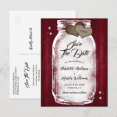 ブルゴーニュの木の弦のライトメイスンジャー結婚ズ 案内ポストカード (正面/裏面)