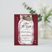 ブルゴーニュの木の弦のライトメイスンジャー結婚ズ 案内ポストカード (スタンド正面)