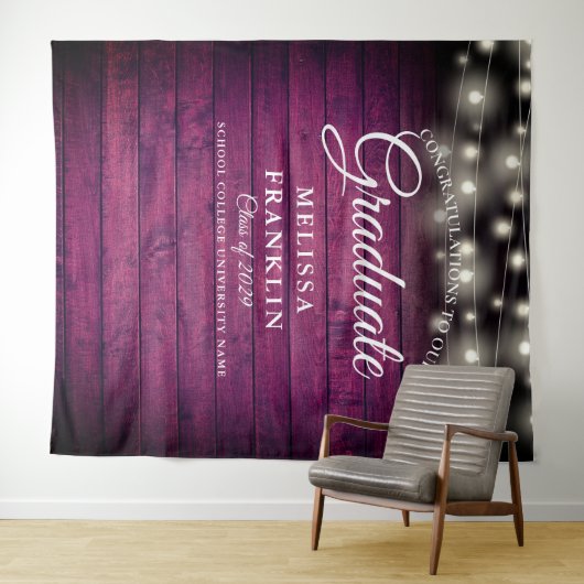ブルゴーニュの木の弦のライト卒業の背景 タペストリー (インサイチュ(横))