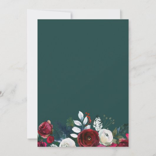 ブルゴーニュの松の緑のフローラ冬の赤ちゃんシャワー 招待状 (裏面)