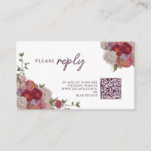 ブルゴーニュの森の花と葉の結婚式RSVP エンクロージャーカード (正面)