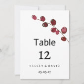 ブルゴーニュの水の色の果実フローラテーブル番号 招待状 (正面)