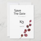 ブルゴーニュの水の色の果実フローラ保存日付 招待状 (正面)