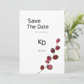 ブルゴーニュの水の色の果実フローラ保存日付 招待状 (スタンド正面)