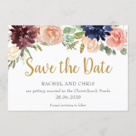 ブルゴーニュの水の色の秋の結婚式日付を保存 招待状