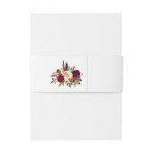 ブルゴーニュの水の色の花模様、羽のベリーバンド 招待状ベリーバンド (裏面例)