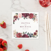 ブルゴーニュの水の色フローラ素朴なボホ結婚の スタンダードカクテルナプキン (インサイチュ)