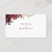 ブルゴーニュの水の色フローラ素朴なボホ結婚の プレイスカード (裏面)