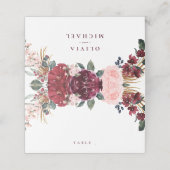 ブルゴーニュの水の色フローラ素朴なボホ結婚の プレイスカード (外部開封)