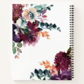 ブルゴーニュの水彩フローラの花束と名前 ノートブック (裏面)